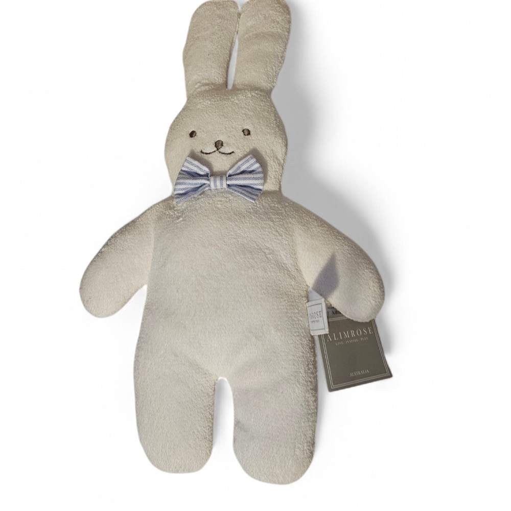 Cream Bunny Plush with Striped Bow Tie